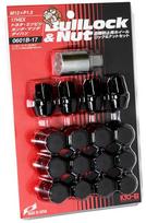 Wheel Lock Nuts Bull Lock 17HEX M12 16pcs Black for Automotive KYO-EI (Kyoei Sangyo) P1.5 0601B-17 Anti-Theft juoda