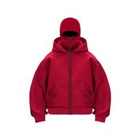 Men's Full Zip Balaclava Hoodie Casual Hip Hop Style Jacket For Outdoor S raudona