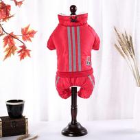 Žieminis šuns kombinezonas Fleece kombinezonas šunims Šilta šuns striukė Naminių gyvūnėlių drabužiai mažiems šunims Šuniuko striukė Dryžuoti drabužiai Jorkšyro terjerams (Red,S) raudona