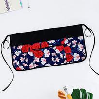 Women'S Half Apron, Multi-Pocket Work Apron, Floral Pattern, Suitable for Home Cleaning, Daily Use, Restaurant Servers, Hairdressers, And Chefs