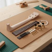DIY Ukulele Neck Kit PreDrilled Wooden Box Parts Customizable for Hobbyists, Beginners 21