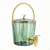 Water Dispenser Glass Jug with Tap, Round Drink Tap and Handle, Modern