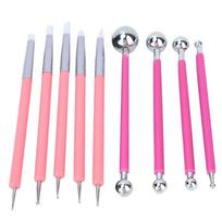 9PCS acrylic handle acrylic silicone pens stainless steel dotting tips  soft clay trimming Pottery Tool