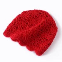 Japanese Thousand-Stitch Crochet Cashmere Knit Hat - Retro Literary Style One Size ryškiai raudonos spalvos