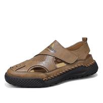 Men's Leather Cross-Stitch Slip-On Summer Casual Sandals - Low-Top Large Size Dad Shoes 41