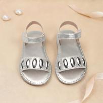 Girls' Princess Sandals: Metal Accents, Soft Sole, Velcro Closure, Open Toe, Summer Versatile 23 sidabras
