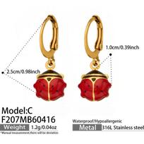 Elegant Ladybug Pendant Earrings: Stylish Stainless Steel Seven-Star Design in Various Fashionable Styles