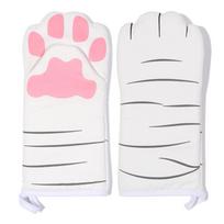 1Pc Cute Cartoon Cat Paws Pattern Oven Mitts Cotton Insulation Gloves Anti-Scalding Heat Resistant Baking Supply Microwave Tool