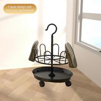 Shoe Drying Rack With Drain Tray, Floor-Standing Rotating Slipper Rack, Balcony Storage Rack With Casters, Movable A6
