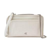 Calvin Klein shoulder bag Brand letter chain zipper closure, synthetic material, camera bag, crossbody bag, bag, medium size, women's milk Milky white balta