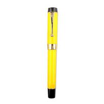 Jinhao 100 Century Tofu Steel Fountain Pen with Iridium Gold Nib, Twist-Off Cap - Elegant Gift Pen for Business Professionals. 0.5mm geltona
