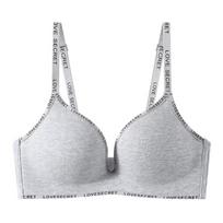 V Neck Push-Up Bra With Letter Print Straps S pilka