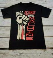 vintage y2k print tops Rage Against The Machine Band Hand Up T Shirt T Shirt Black Casual Crew Neck Cotton Tee Summer Unisex XL