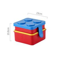 1pc Square Creativity Building Blocks Bento Box Portable Double-layer Cartoon Children Students Lunch Box Food Container