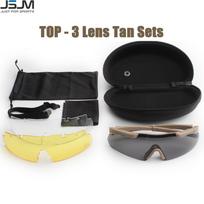 Jsjm New Style Tactical Goggles Cs Airsoft Windproof Shooting Glasses Hd 3 Lens Motocross Motorcycle Mountaineering Safe Glasses