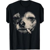 Humorous T-Shirt Featuring a Smoking Chihuahua Meme, Perfect for Casual Outings. This Stylish Crew Neck Tee Is Comfortable And Ideal for Travel, S juoda
