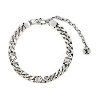 Louis Vuitton Club Logo Bracelet Men Bracelet Silver M03018 Box+Shopping Bag