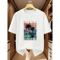 Men's California Surf Club T-Shirt - Long Beach San Francisco Retro Surfboard & Wave Print Short Sleeve Tee, Round Neck Casual Summer Beachwear 2XL balta
