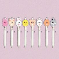8pcs Stray Kids SKZOO Round Cartoon Acrylic Clip Retractable Pen, Cute Cartoon Kpop Stationery for STAY Fans 8pcs