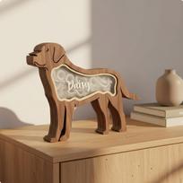 Pet Hair Keepsake Box Artistic Ornament Cat Memorial Holder Material Wooden Dog Silhouette