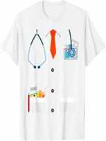 Doctor White Lab Coat Funny Halloween Costume For unisex Wounisex T-Shirt S įvairiaspalvis