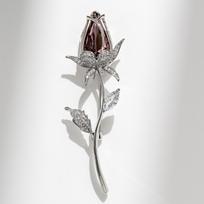 Bo Xin Yun Korean-Style Elegant Tulip Brooch: High-End Copper Zirconia Flower Pin for Cheongsam Corsage.