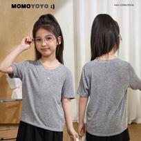 Girls' Lyocell Blend Loose Fit Short-Sleeve T-Shirt 130 viržių pilka spalva