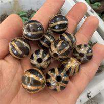 Ten Thousand Jade Retro 20mm Black Dzi Agate Pumpkin Beads with Large Hole, Loose Bulk Beads