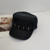 Y2k Rivet Denim Beret Washed Denim Newsboy Cap Casual Equestrian Hat  Streetwear Style 1