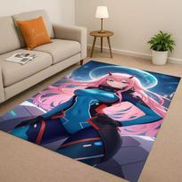 Cartoon Sexy Girl Zero Two DARLING in The FRANXX Living Room Non-Slip Area Rug Carpet for Bedroom Sofa,Easy Clean Home Doormat 40x60cm( 15x23in )
