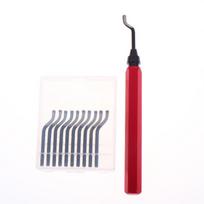 RB1000 Deburring Tool Set 10Pcs Blades Rotary Burr Handle Precise Edge Cleaner for Metal Plastic Pipes raudona