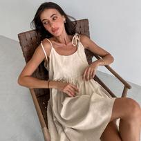 Summer Sexy Spice Girl Halter Dress Holiday Loose Style Cotton Linen High Waist Sleeveless A-Line Skirt S chaki