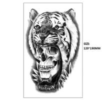 Tbs tamsiai juodas gyvūnų elementas vilkas liūtas tigras vandens perkėlimo imitacinis tatuiruotės lipdukas 120*190MM