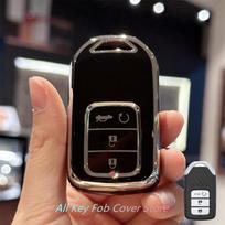 Raktų pakabuko dangtelis su raktų pakabuku automobilio raktų pakabuku, skirtu Honda Civic Fit Vezel Jazz CRV CR-V HRV HR-V Jade Freen Odyssey Protect Fob priedui juoda