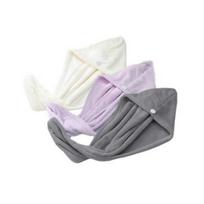 Microfiber Dry Hair Towel 3-Piece Set, Deep Gray + Purple, 1 Set white
