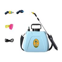 Baterijomis maitinamas sodo purkštuvas, elektrinis kuprinės purkštuvas, sodo piktžolių purkštuvas su 3 purškimo antgaliais ir ištraukiamu kotu bei reguliuojamu diržu skirtas One Size mėlyna