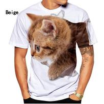 3D katės atspaudas Šaunus T-shirt Vyriški madingi kasdieniai trumpomis rankovėmis T-shirtai 6XL