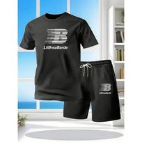 Summer Fitness Sportswear for Men, Short-sleeved T-shirt and Shorts Two-piece Set S