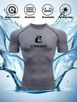 Men's Compression Shirt Quick Dry Navy Blue Gym T-Shirt  Cressi  Print Workout Sportswear S pilka spalva