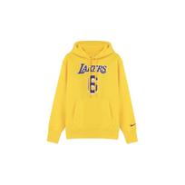 Men's Nike Los Angeles Lakers Lebron James No. 6 Solid Color Alphabet Printing Pullover Fleece Lined Yellow DB1182-728 L