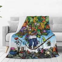 Game P-Plants-vs-Zombie Printed Blanket Warm Soft Fluffy Plush Bedding Throws For Home Decor Travel Flannel Bedspread Bed Cover 75cmx90cm