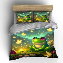 Nature-Inspired Frog Night Light Set   kid's and adults' bedroom decor, Exquisite three-piece bedding set gift 135x200cm
