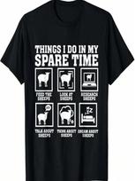 Things I Do In My Spare Time Sheeps Funny Sheep Lover Sheep T-Shirt S įvairiaspalvis
