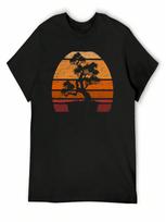 Orange Vintage Japanese Bonsai Tree Sunset T-Shirt T-Shirts Oversize Football T Shirt Summer Top Quick Drying unisex Clothing S įvairiaspalvis