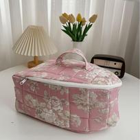 1Pc Quilted Floral Steam Iron Carrying Case, Portable Iron Cover Organizer with Handle Design for Home and Travel rožinė