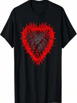 Valentine's Day Heart Red Gothic Grunge Barbs T-Shirt S įvairiaspalvis