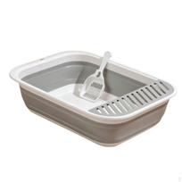 Foldable Cat Litter Tray AntiTracking Pedal SemiEnclosed Odor Control Potty