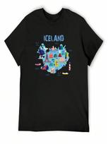 ICELAND Map T-Shirt Graphics  Shirts Graphic Tee Blacks unisex Clothing S įvairiaspalvis