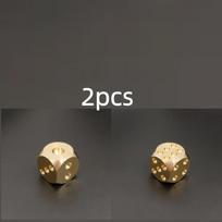 Golden Copper 2Pcs Elegant Pure Copper Chess Dice - Exquisitely Carved Perfect For Table Games Bars And KTV - Yellow Table Games High-Quality Metal 2Pcs