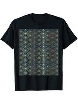 Asanoha Kimono Japanese Hemp Leaf Pattern Black Gold T-Shirt S įvairiaspalvis
